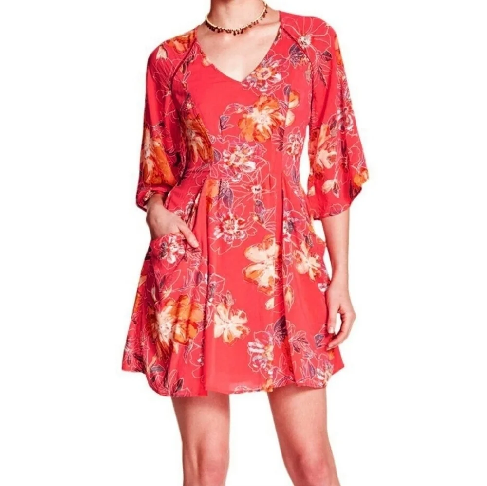 Free People Eyes On You Floral Poppy Mini Dress